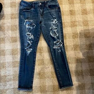 American Eagle Outfitters Ripped Blue Skinny Jeans